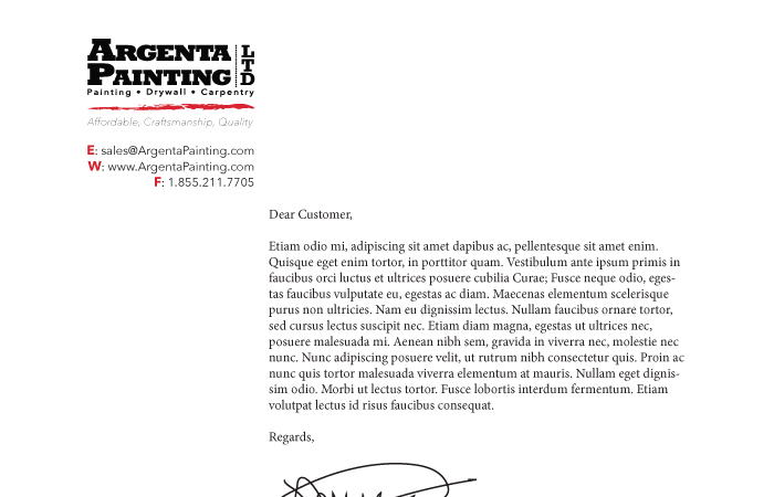 Camran Ehsani - Argenta Painting Letterhead